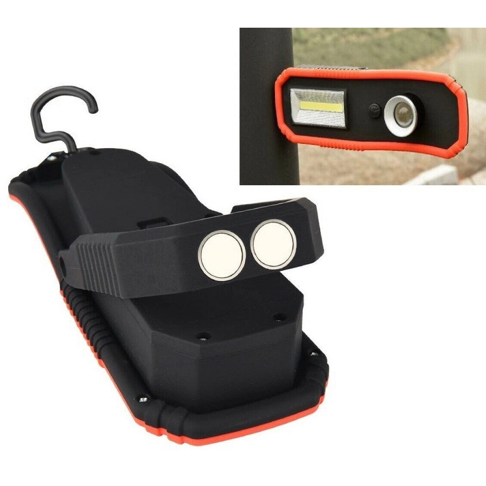 Trade Shop - Lampada Torcia Lavoro Led Calamita Magnetica Ricaricabile Con Gancio Hc-919 -