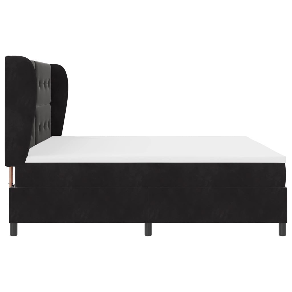 Letto Box Spring con Materasso Nero 200x200 cm Velluto