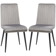 Set 2 Sedie Imbottite 43x58x90 cm in Tessuto Grigio e Nero