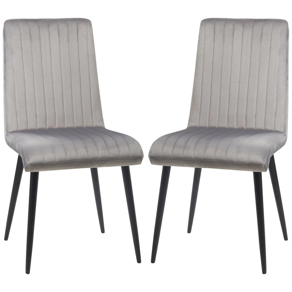 Set 2 Sedie Imbottite 43x58x90 cm in Tessuto Grigio e Nero