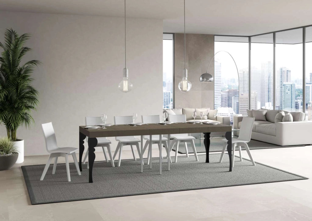 Tavolo allungabile 90x90/246 cm Paxor Premium tortora gambe antracite