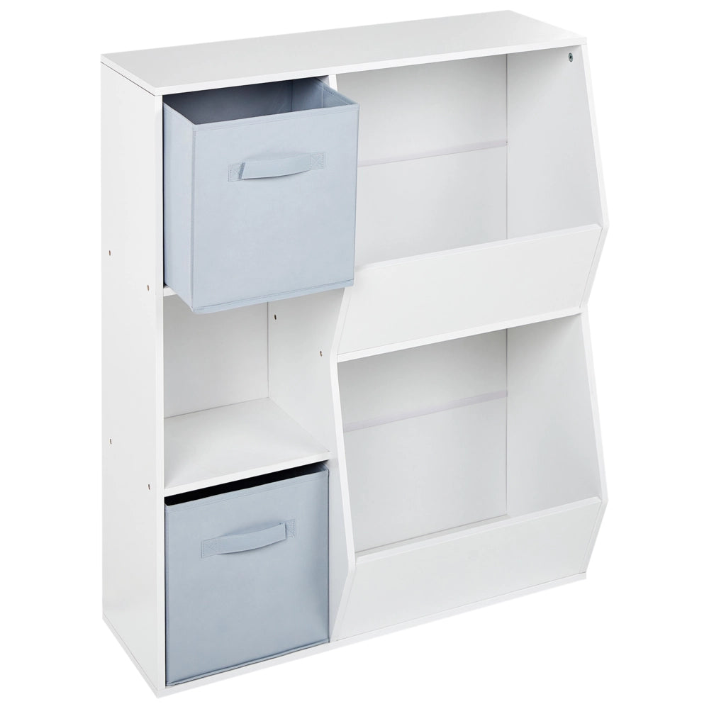 Scaffale Libreria a 3 livelli in truciolato bianco con tessuto non tessuto Scatole con ripiani per la cameretta dei bambini