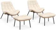 Set di 2 poltrone reclinabili LOA in Rattan con Cuscini Ecrù e poggiapiedi
