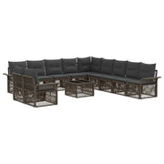 Set Divano da Giardino 12 pcs Grigio polyrattan