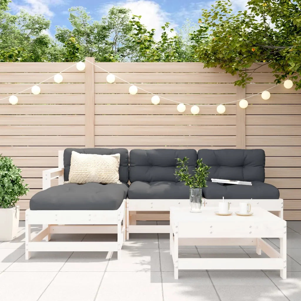 Set Salotto da Giardino 5 pz Bianco in Legno Massello di Pino 3186544