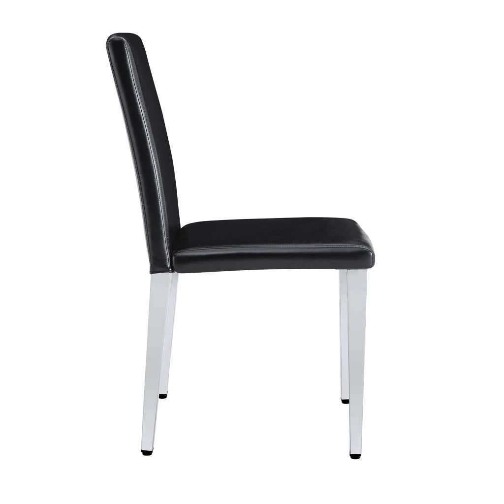 Sedia da pranzo 2 pezzi con schienale ergonomico e gambe in metallo, design minimalista, PU Nero Argento