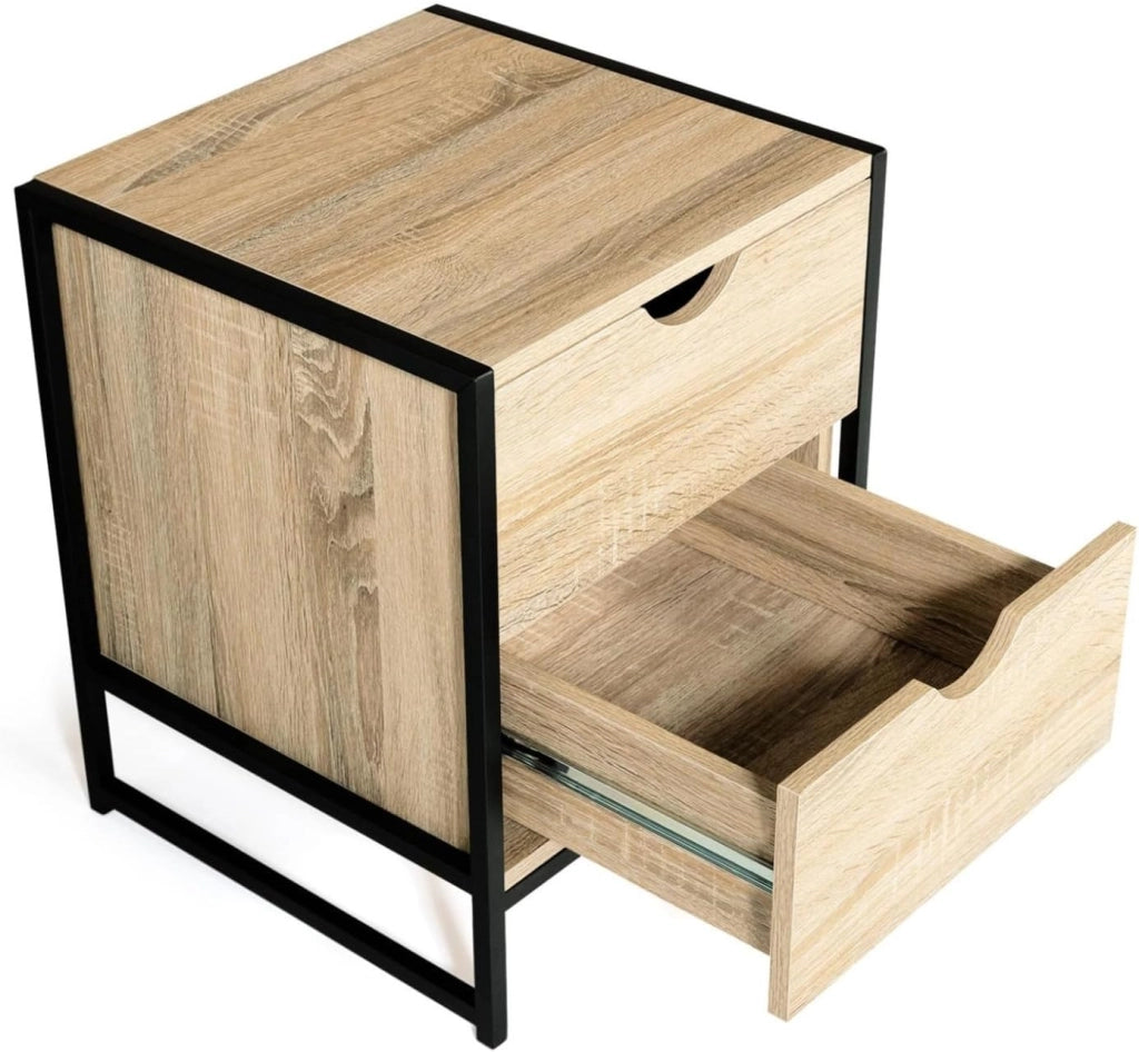 Set di 2 comodini Detroit con 2 cassetti Design Industriale