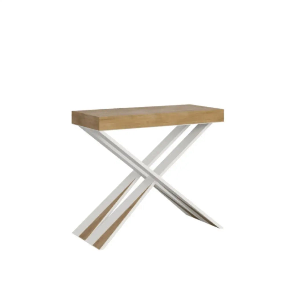 Consolle allungabile 90x40/300 cm Diago quercia natura gambe bianche
