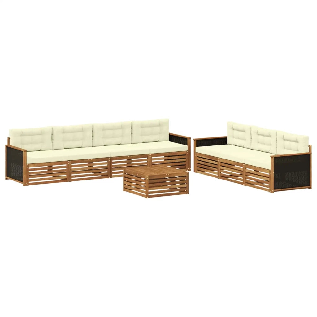 Set di divani da esterno 8 pz Naturale e Crema Poliestere 3383103