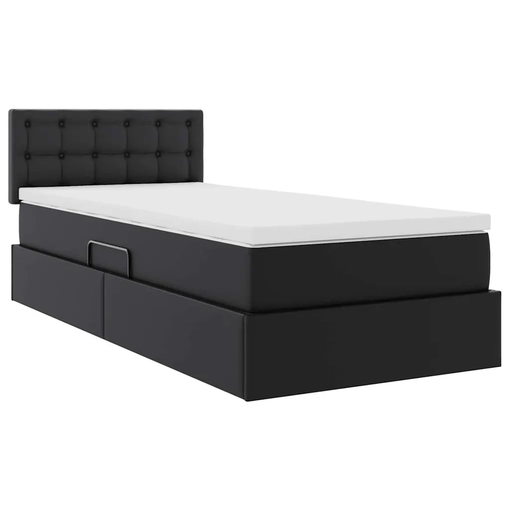 Letto con contenitore e materasso con testiera Nero 90 x 190 cm 3370373
