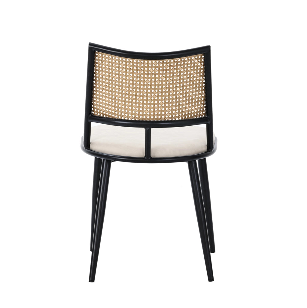 Set di 2 sedie in rattan con seduta in PU; metallo nero