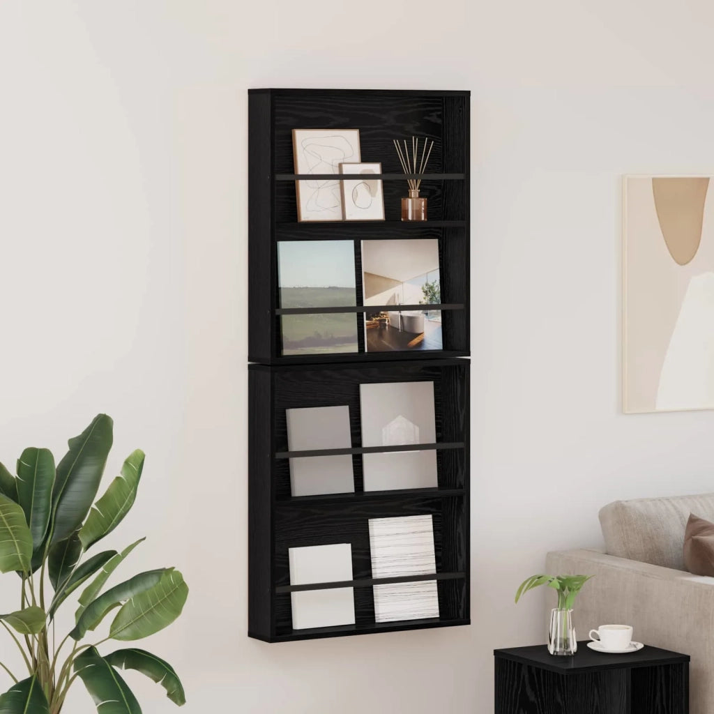 Scaffale per riviste 2 pz Rovere Nero 60 x 12 x 70 cm CFW9747714