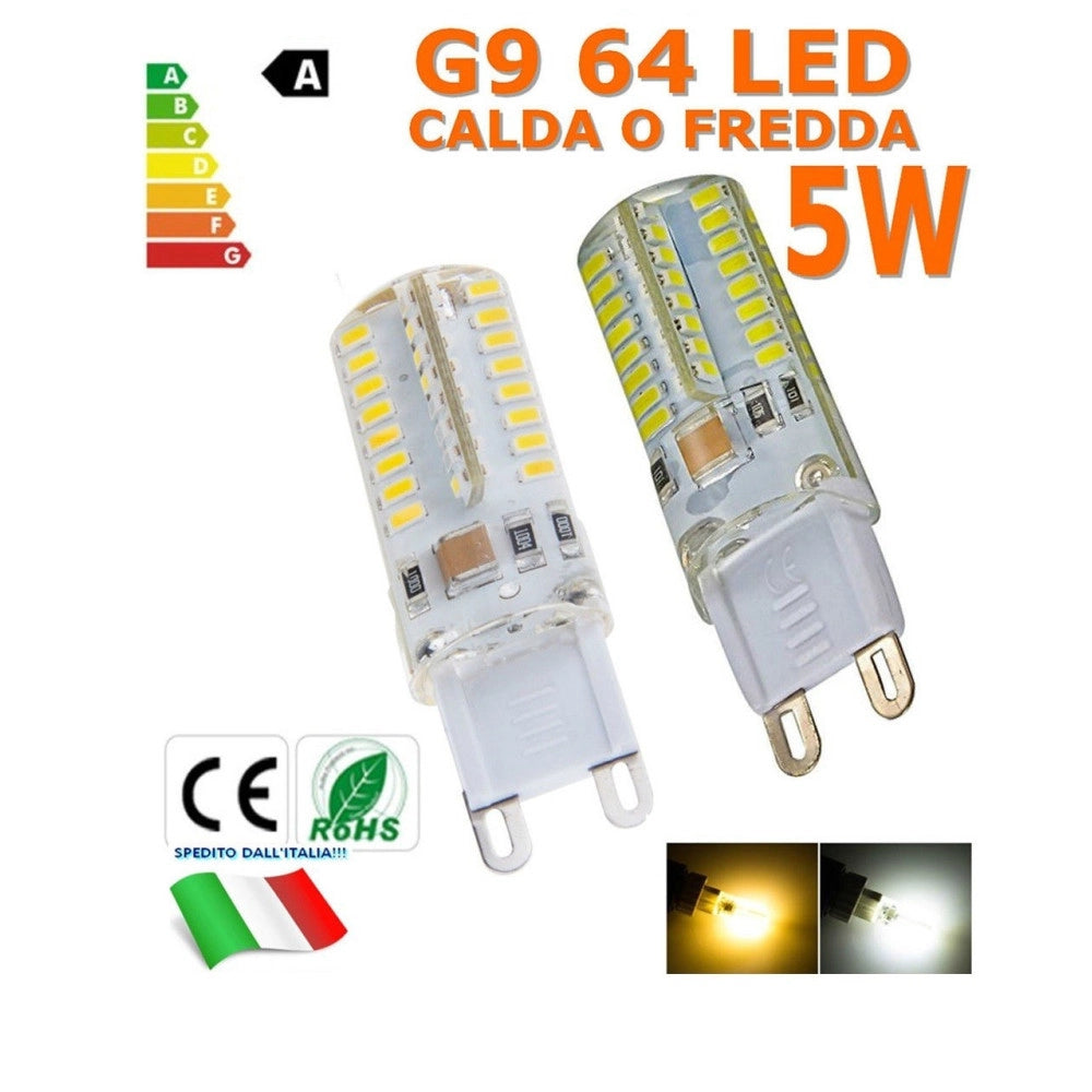 Trade Shop - Lampada Led G9 220v 5w 64 Led Luce Calda Fredda Oltre 500 Lumen Alta Luminosità - -bianco Freddo      -