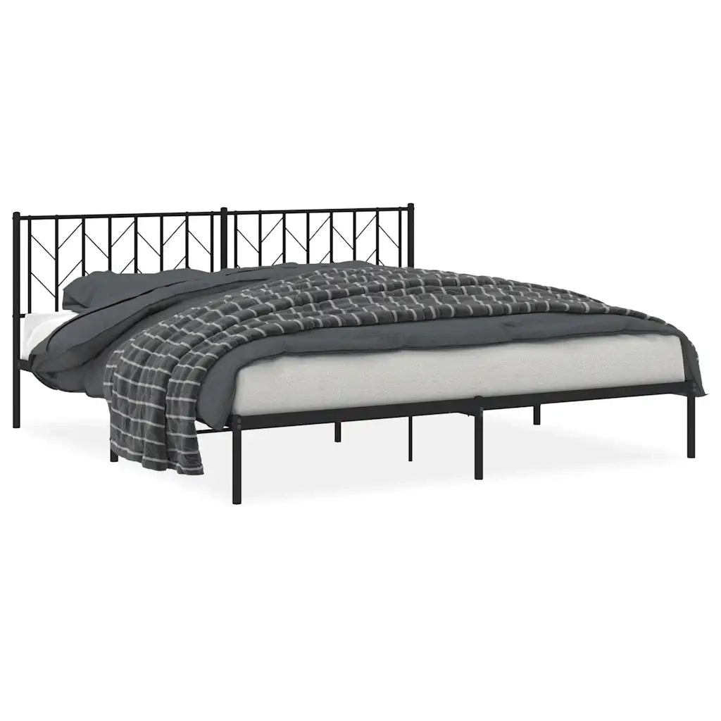 Letto matrimoniale | Letto per adulti | Giroletto con Testiera in Metallo Nero 193x203 cm