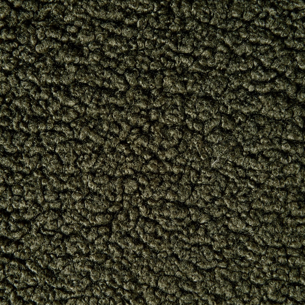 Poltrona senza braccioli Rivestimento in bouclé verde scuro Schienale a conchiglia Design classico vintage Struttura in metallo nero