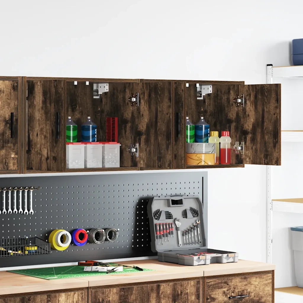 Pensili per Garage 2 pz Rovere Fumo in Legno Multistrato 860652
