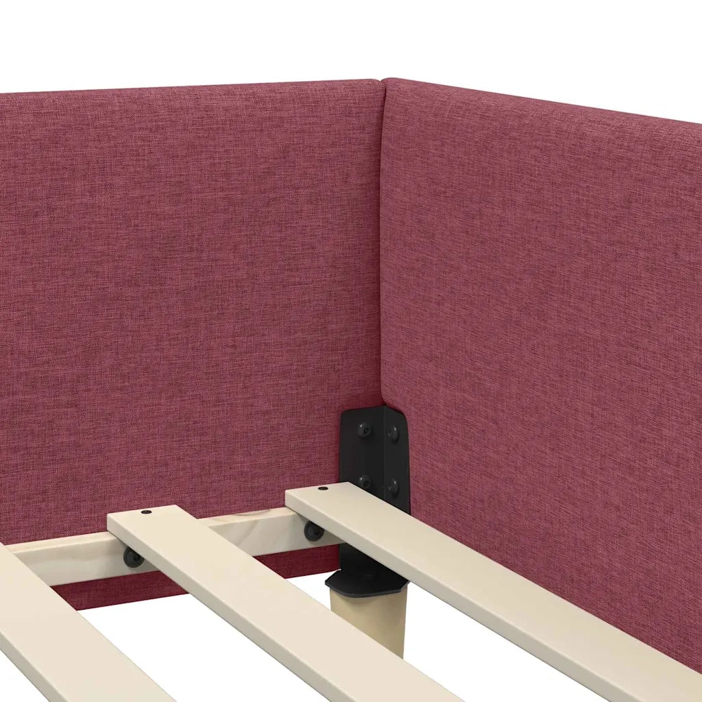 Cornice del letto ad angolo Rosso Vino 100 x 200 cm Tessuto 42016128