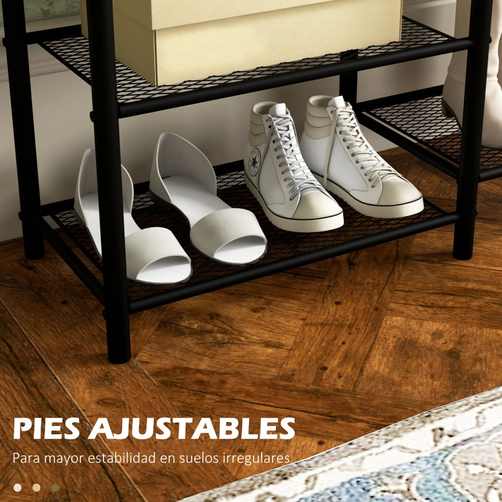 Appendiabiti con Scarpiera e Ripiani ¨C Zephmum ¨C Marrone 92.5x28.2x182 cm