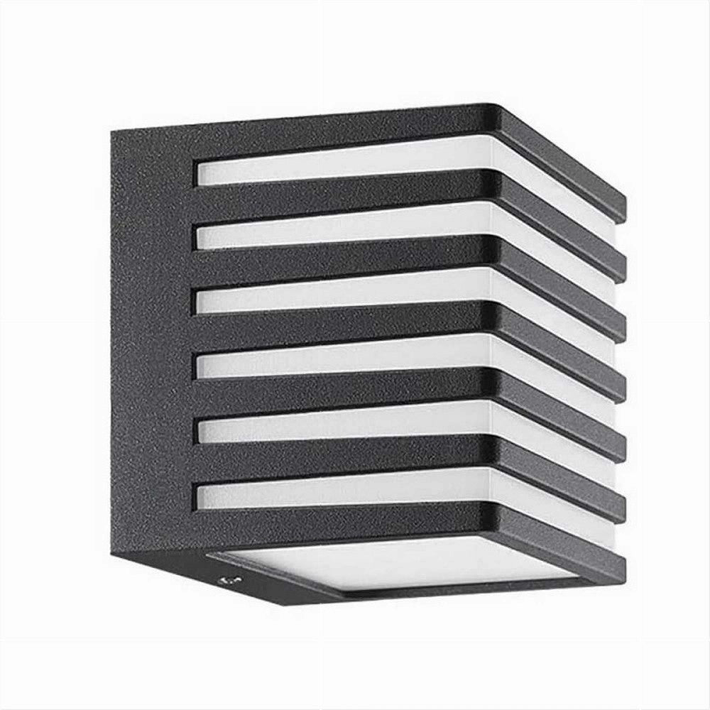 Trade Shop - Applique Muro Esterno Led 10w Lampada Decorativa A Strisce Cubo Nero Ip54 B110-n -