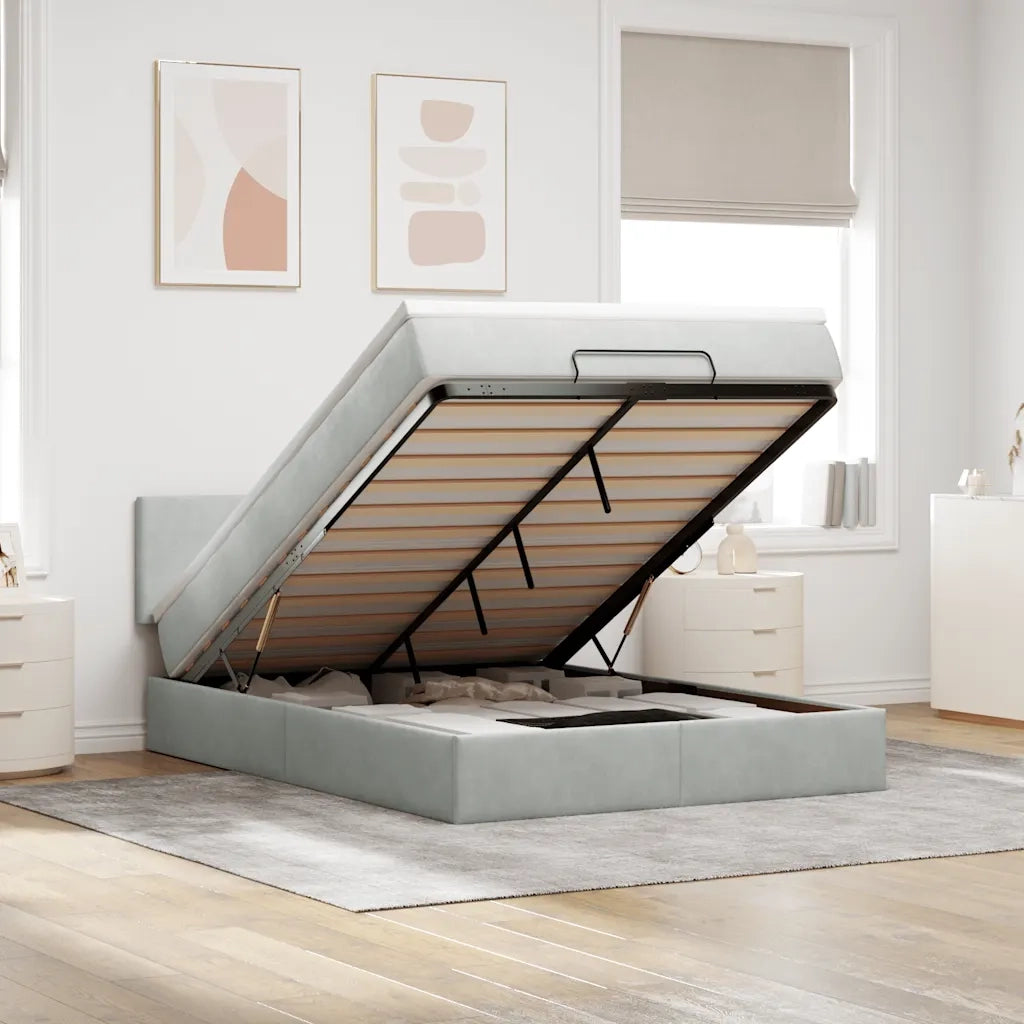 Struttura Letto Pouf con Materasso 140x190 cm Velluto 3312548