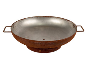 Braciere a Legna Ø75x17 cm Elegante con Manici in Acciaio Effetto Ruggine