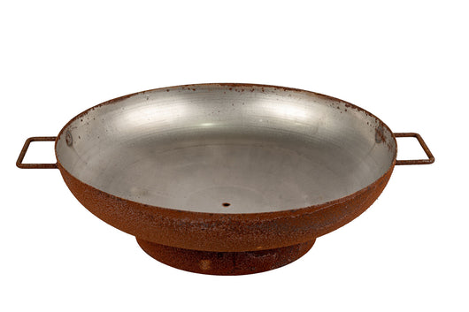 Braciere a Legna Ø75x17 cm Elegante con Manici in Acciaio Effetto Ruggine