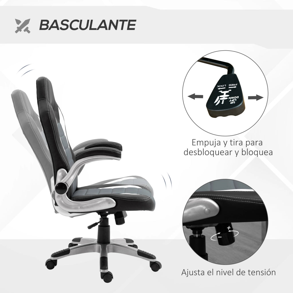 Sedia da ufficio regolabile con braccioli ¨C Zephmum ¨C Grigio 65x69x112-122 cm
