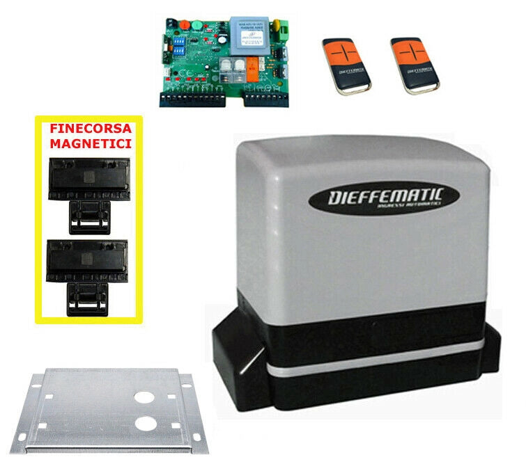 Motore Cancello Scorrevole 600Kg Centrale Comando Ricevente 2 Telecomandi 230V