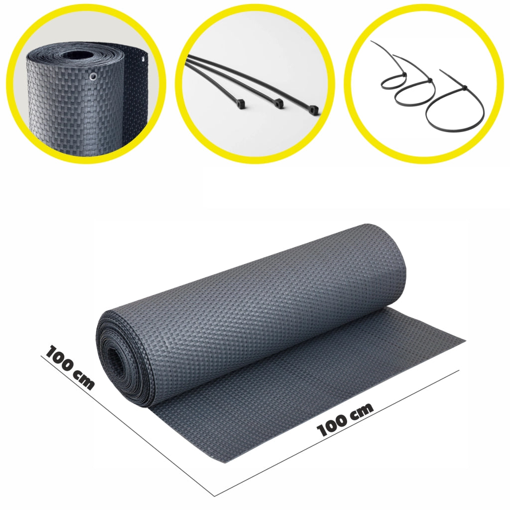 Telo copribalcone in technorattan KADAX 1x1M Antracite Tappetino per balcone Premium Realizzato su Misura