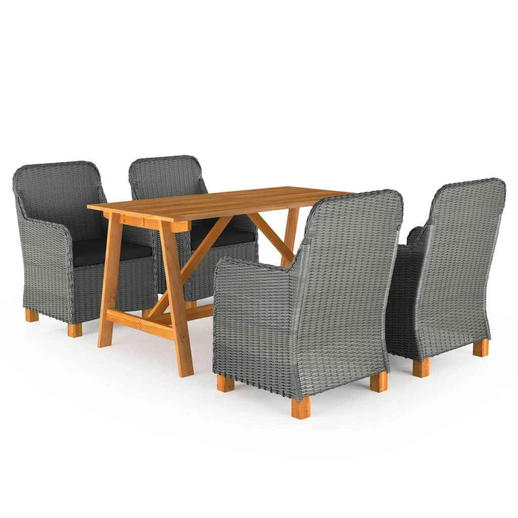 Set da pranzo da giardino mobili da esterno 5 pezzi grigio chiaro 02_0013791