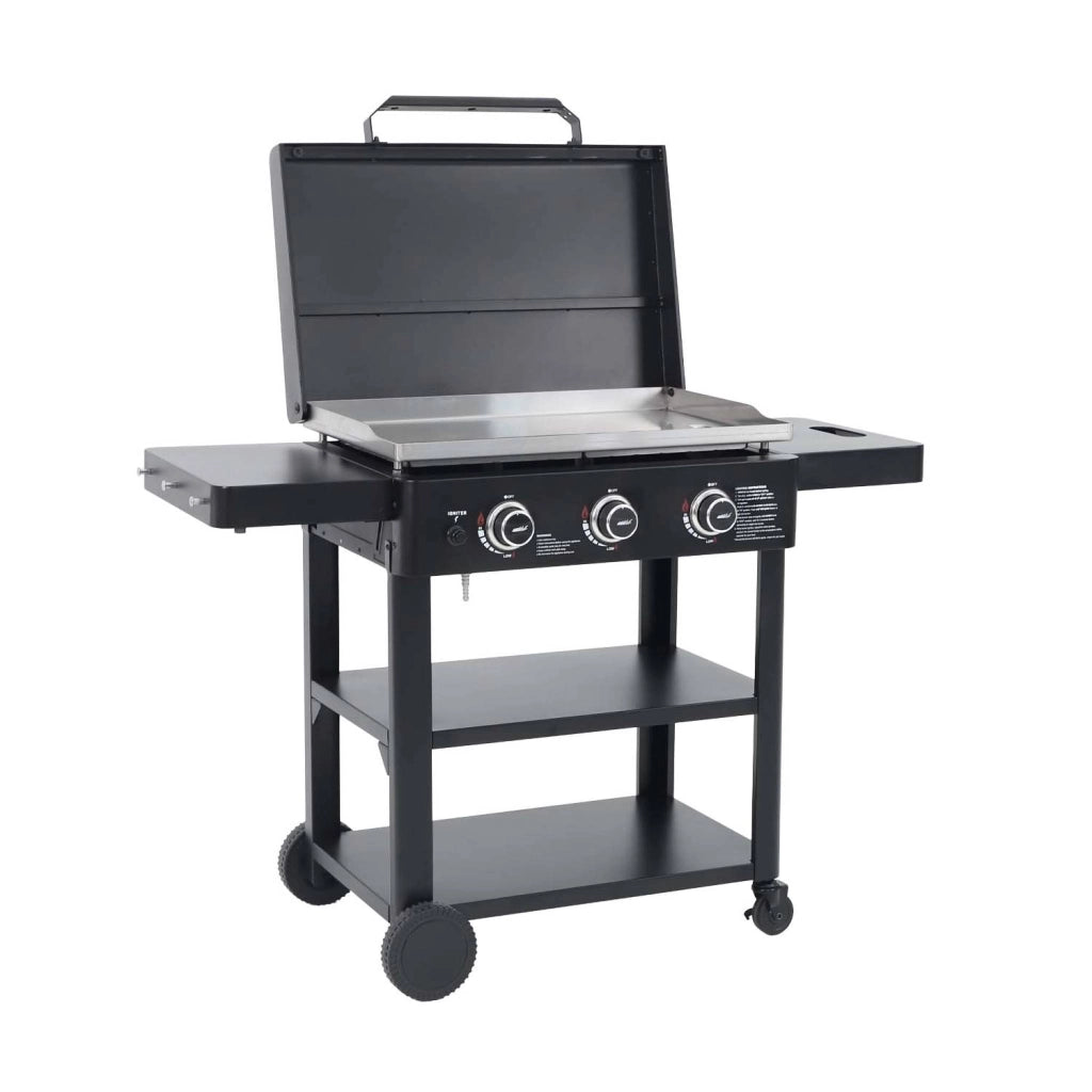 Plancha a gas 3 bruciatori acciaio inossidabile 12kw con carrello e