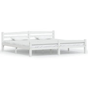 Letto matrimoniale | Letto per adulti | Giroletto senza Materasso Bianco 200x200 cm Legno Massello Pino