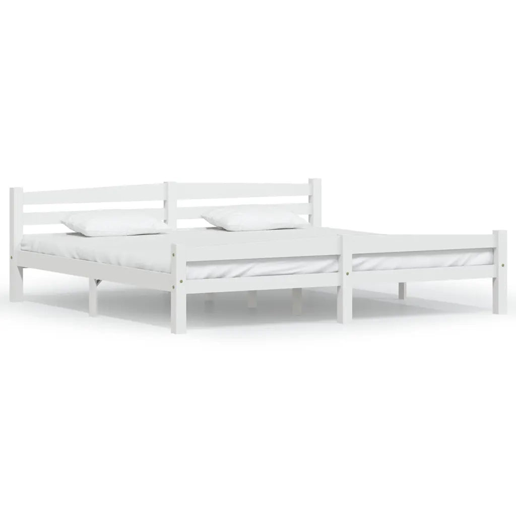 Letto matrimoniale | Letto per adulti | Giroletto senza Materasso Bianco 200x200 cm Legno Massello Pino