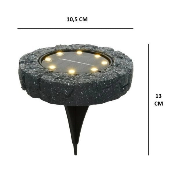 SEGNAPASSO SOLARE EFFETTO PIETRA MARTE GRIGIA LED 1,6W 3000K GIOCOPLAST