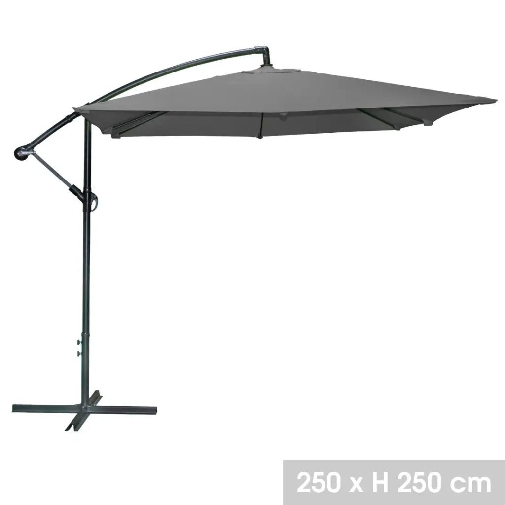 Ombrellone decentrato quadrato grigio antracite 250x250x250 cm – Tela in poliestere 180 g/m² idrorepellente