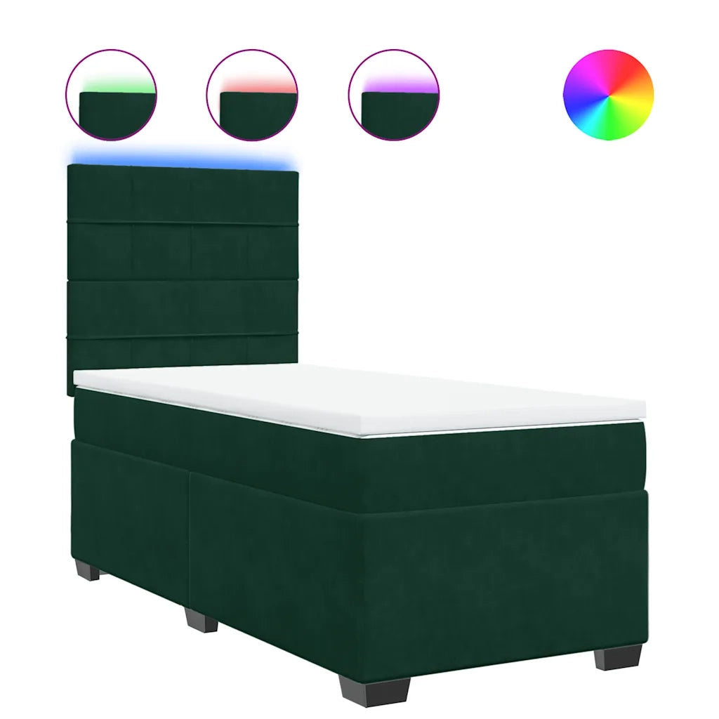 Giroletto a Molle con Materasso Verde Scuro 90x200 cm Velluto