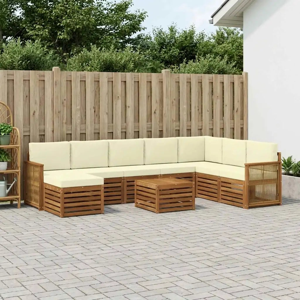 Set di divani da esterno con cuscino 7 pcs Naturale e Crema 3384746