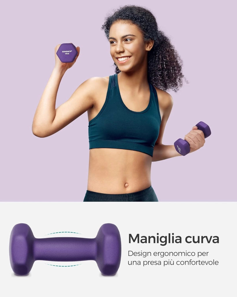 Set di 2 manubri esagonali con rivestimento in neoprene per allenamento di forza, fitness, allenamento a casa