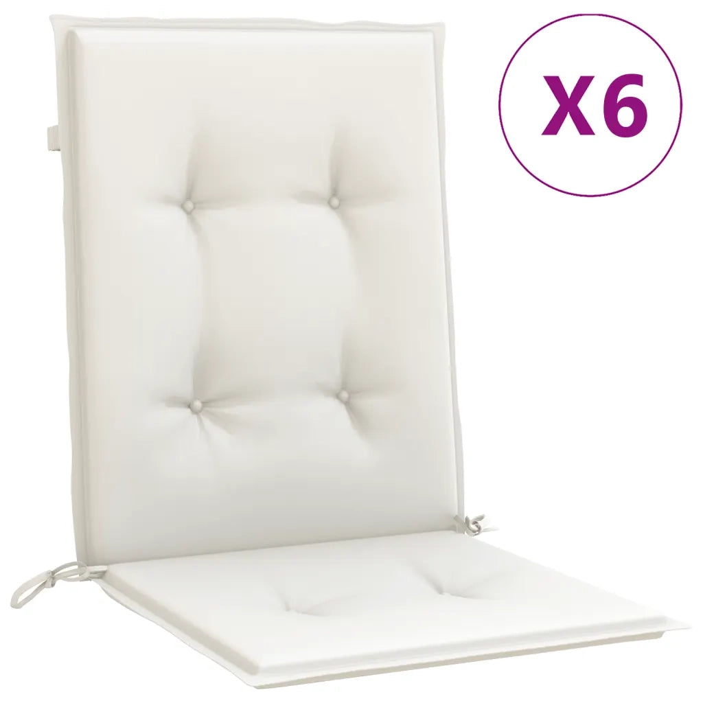 Cuscini Sedia Schiena Bassa 6 pz Crema MÃ©lange 100x50x4 Tessuto
