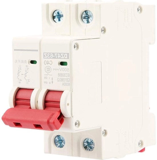 Doppio polo commutatore a corrente continua 500V 40A 35 mm montaggio rail DIN separatore fotovoltaico commutatore solare protezione interruttore aerei protezione circuito DC per sistemi fotovoltaici