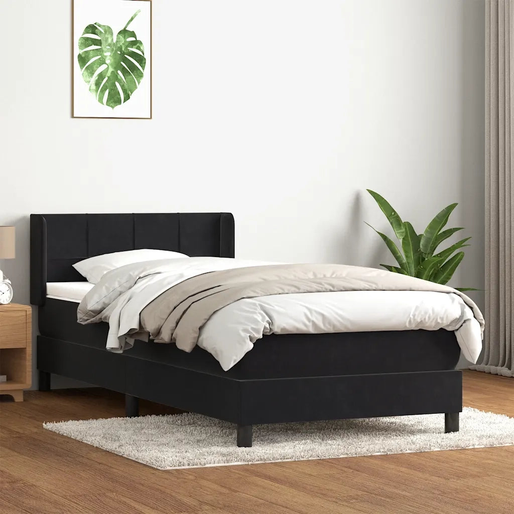 Giroletto a Molle con Materasso Nero 80x220 cm Velluto