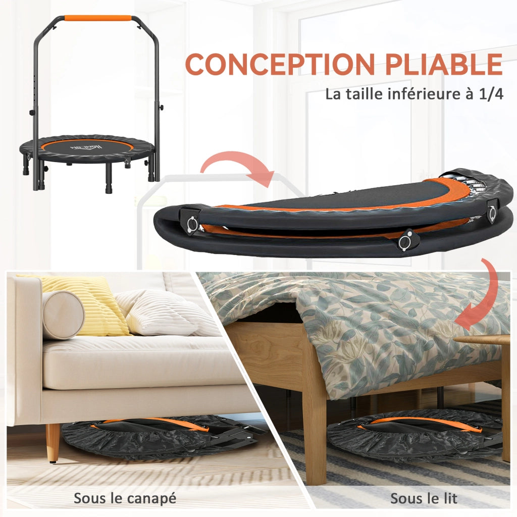 Trampolino da fitness ginnastica regolabile pieghevole 6 piedi 28 molle ¨C zephmum ¨C nero arancio ? 102 cm