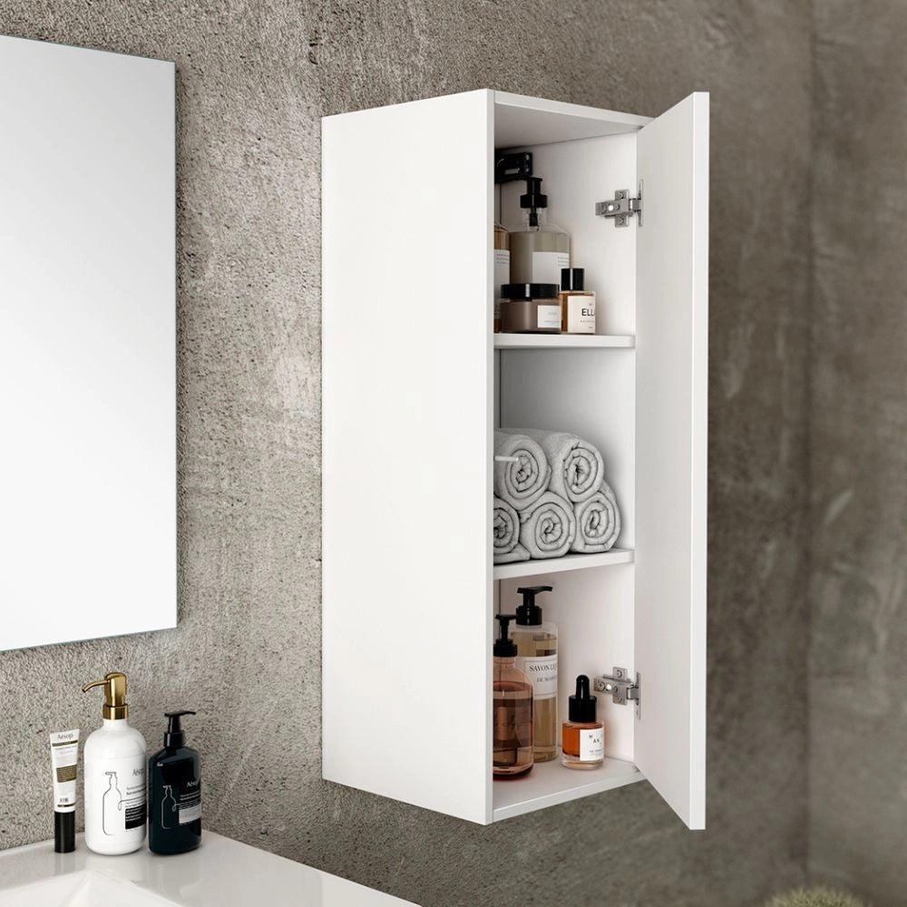 Pensile bagno Push 35x30.5x80 1 anta con 2 ripiani interni colore bianco