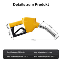 Pistola erogatrice automatica per gasolio e diesel 24 mm (3/4") 120 l/min DN20