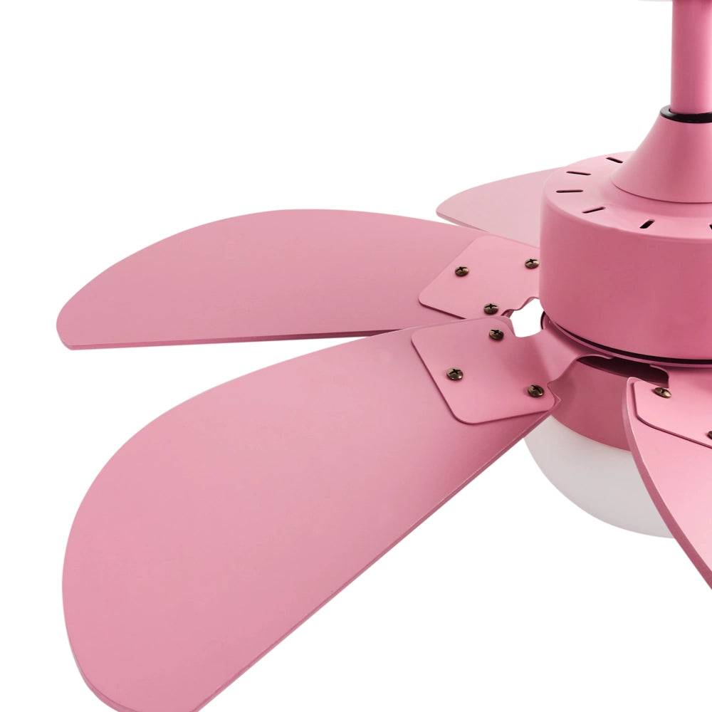Ventilatore da soffitto con luce Ventilatore rosa in materiale sintetico e compensato Telecomando Soggiorno moderno scandinavo