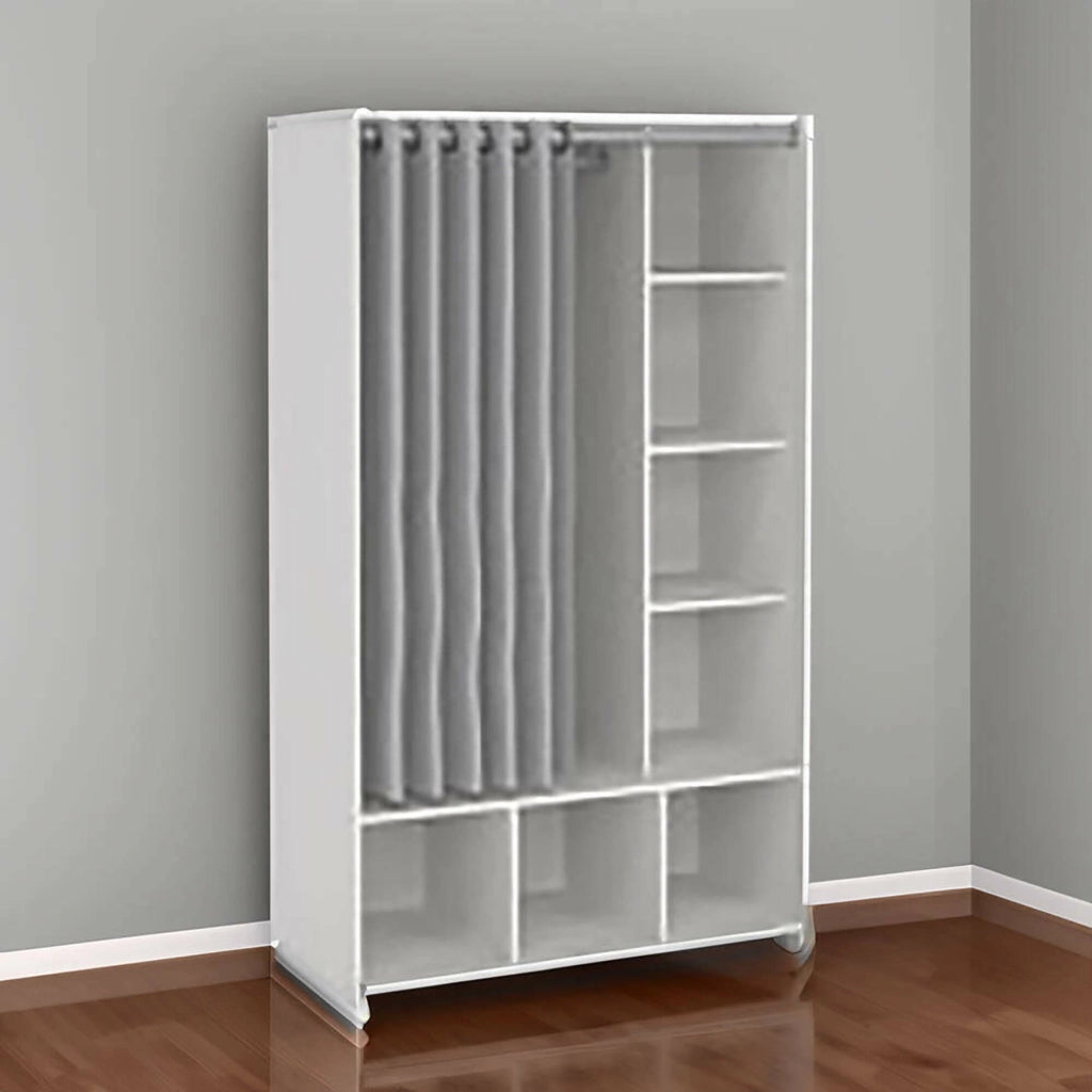 Guardaroba grande Jal, Mobile camera da letto, Cabina armadio portabiti, Armadio appendiabiti, 105x48 h180 cm, Bianco e Grigio