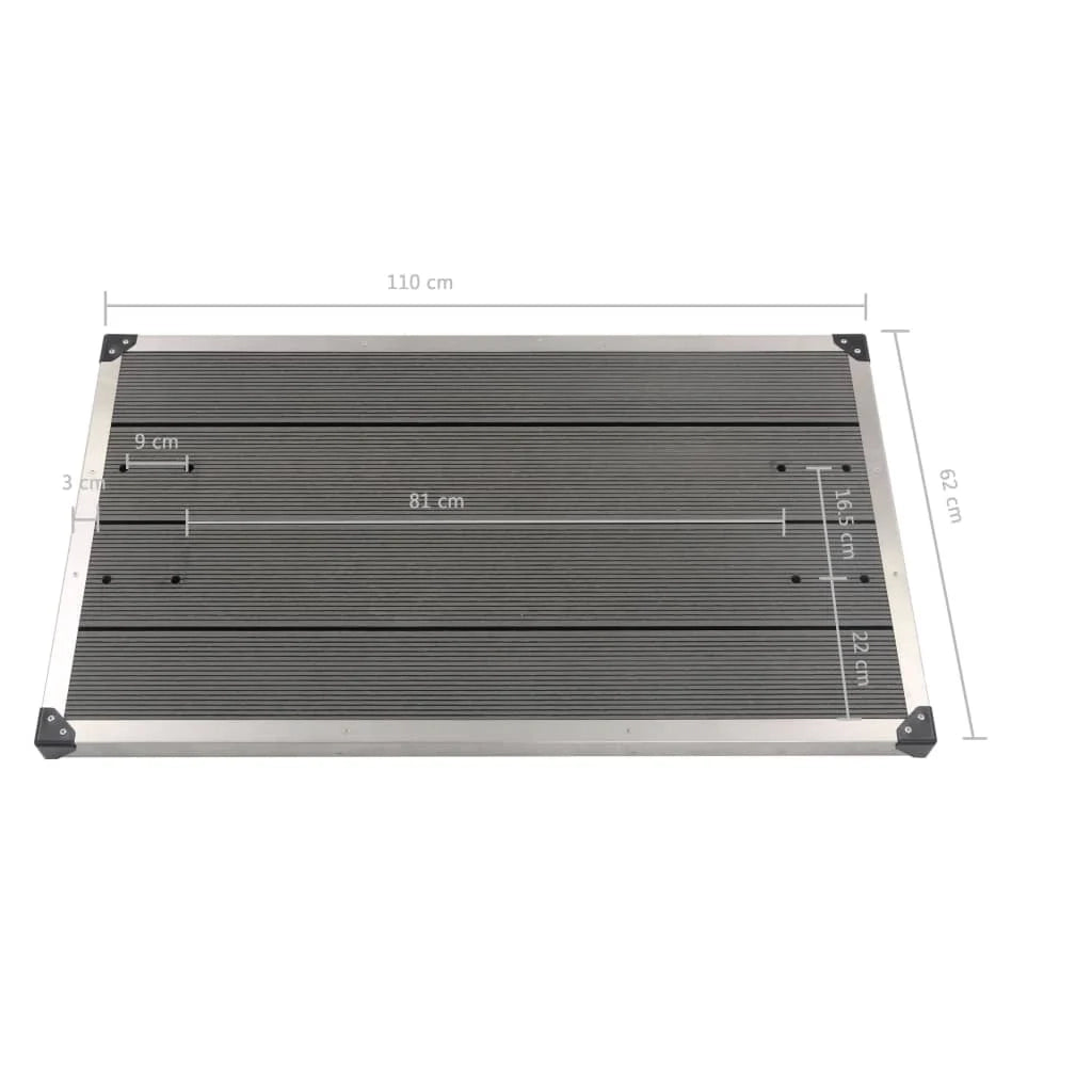 Piatto doccia da esterno piatto doccia da giardino piatto doccia da terrazza piscina acciaio inox WPC 110 x 62 cm grigio 02_0001983