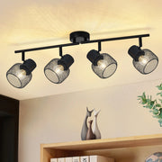 ZMH Faretto da soffitto neri 4 luci E27 orientabili 330° metallo max 25W per sale pranzo cucine
