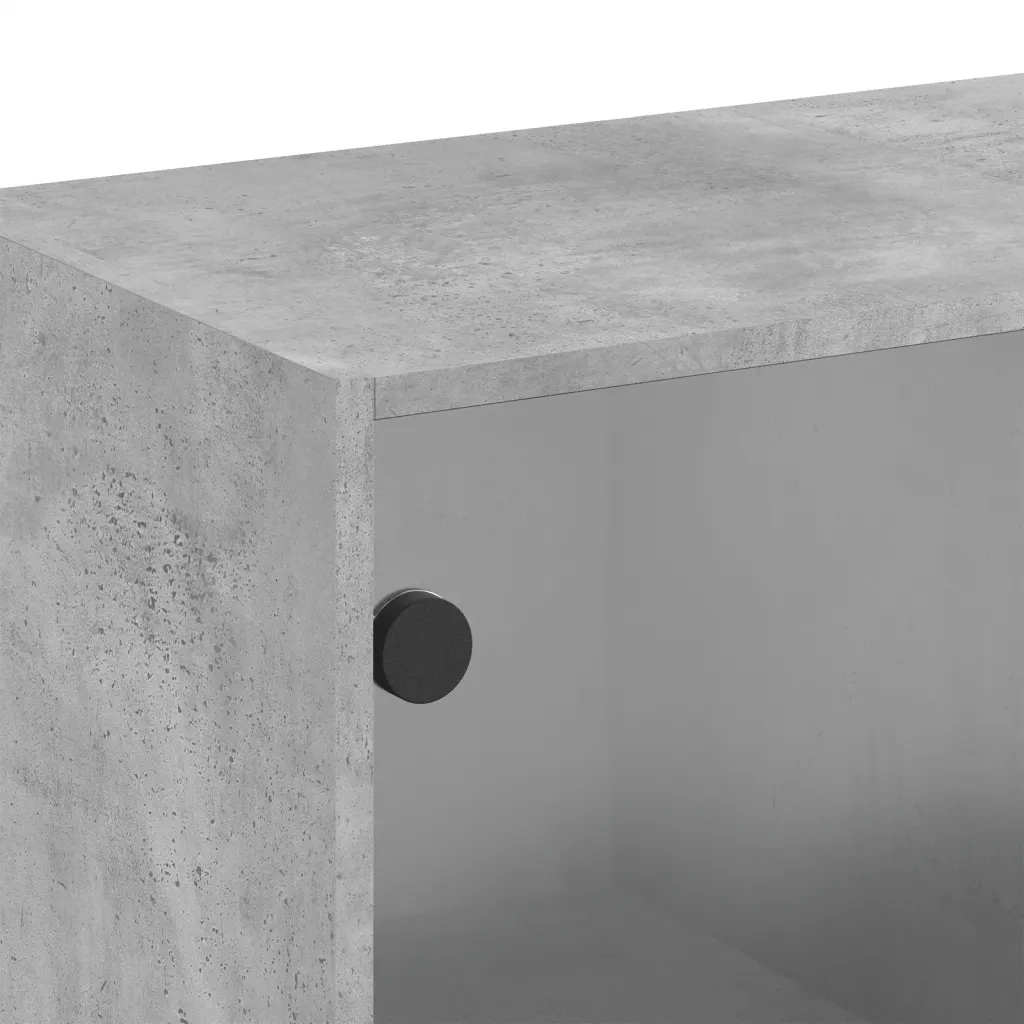Armadietto a Muro | Mobile a Muro con Ante in Vetro Grigio Cemento 68x37x68,5 cm