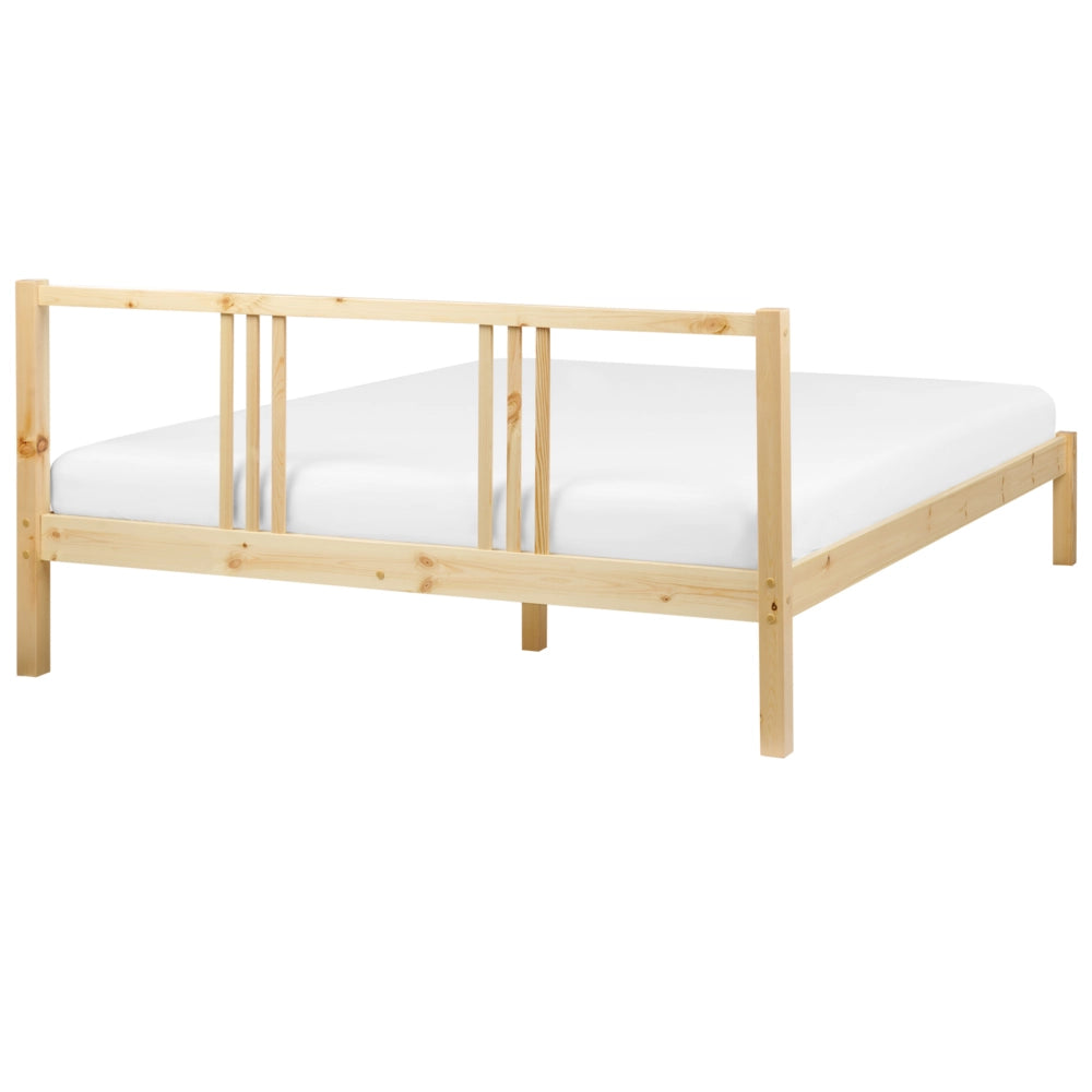 Letto in Legno di pino Chiaro con Rete a Doghe Stile Classico 160 x 200 cm